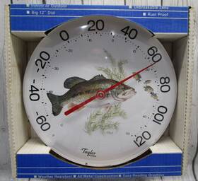 Taylor 49564 Nos Nature Series Fish Trout Indoor Outdoor Metal 12 Inch Dial Thermometer