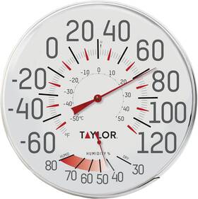 497j Taylor Metal Wall Indoor Outdoor Thermometer And Hygrometer Easy To Read Number