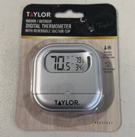 5257017 Taylor Indoor/outdoor Digital Thermometer W Reversible Suction Cup And Battery New