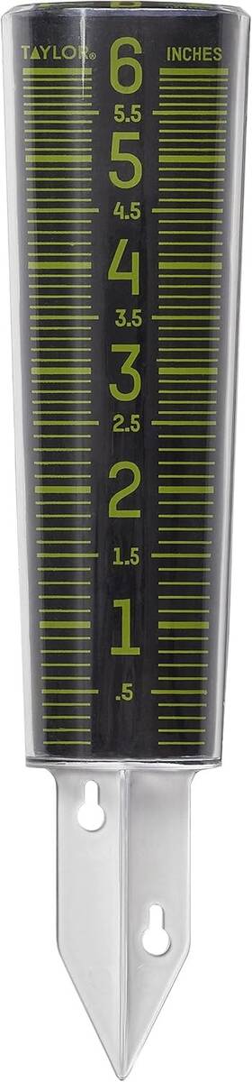 5288423 Taylor Glow-in-the-dark Mountable Rain Gauge Measure And Black Green