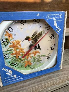 5319 Taylor Vintage Nos 12 Inch Indoor/outdoor Wall Thermometer Hummingbird