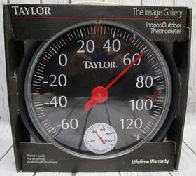 Taylor 5391 Vintage 12 Inch Black Thermometer With Humidity Gauge #6391 - Brand New Nos