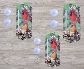 Taylor 6001218 3 Pack Cardinals Tube Suction Cup Window Thermometers Multicolored 8 Inch