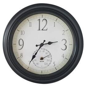 6740 Taylor Springfield Decorative Clock/thermometer Plastic Black - Total Qty 1