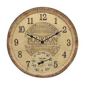 Taylor B07rcp817r Bourbon Barrel Poly Resin Indoor And Outdoor Clock Thermometer Home