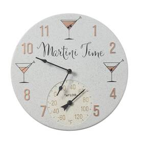 Taylor B088mjcspv Martini Time Poly Resin Indoor And Outdoor Clock Thermometer Home