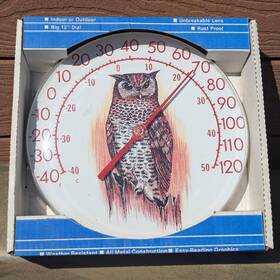 Taylor Tru-temp 49502 Vintage Original Jumbo Dial Thermometer Indoor Outdoor Owl 12 Inch Metal New