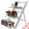 Tb-deco0174gry Mygift 3 Tier Fold Out Rustic Garden White-washed Finish Wood Decorative Plant Stand Di