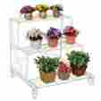 Tb-hom0252wht Mygift White Metal Plant Stand 3 Tier Planter Holder Flowers Herbs Patio Deck 6902210029366