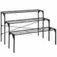 Tb-hom0718blk Mygift Garden Decor 3 Tier Black Metal Large Stand Flower Pot Plant Display Shelf Rack