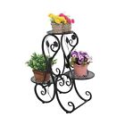 Tb-hom0738blk Mygift Decorative Black Metal Scrollwork Leaf Design Tier Potted Plant