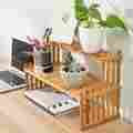 Tb-hom1179brn Mygift Tabletop Natural Bamboo Plant Stand 2 Tier Desktop Shelf Rack Brown