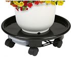 Tb-hom1350blk-13 Mygift Inch Round Rolling Planter Caddy With Degree Rotating Casters