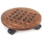 Tbhom1356brnq1 Mygift Light Brown Wood Rolling Planter Dolly With Rotating Casters