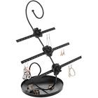 Tbj0162blk Decorative Rose Design Black Metal Tier Pair Earring Holder Dresser
