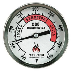 Bq300 Tel-tru 855026003081 Barbecue Thermometer 3 Inch Aluminum Zoned Dial 4 Stem 100