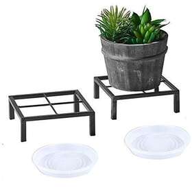 Tenfuju 791543065877 6 Inch Small Metal Duty Floor Potted Plant Stand Flower Pot Holder With Saucer