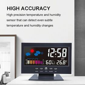 The Perfect Part 647168710619 Auto Set Digital Alarm Clock Color Displaythermometer Hygrometer Weather Display
