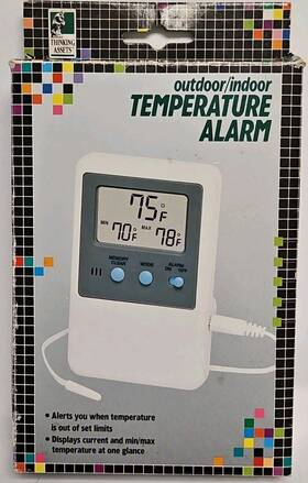 Thinking Assets 709296103005 New Digital Thermometer With Indoor Outdoor Temperature And Alarm In Box