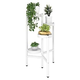 Thkky Metal 4 Tier Plant Stand Plastic Base Multiple Flower Pot Holder