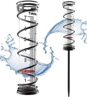Rm-bs7-001 Toiclebor Rain Gauge Outdoor Accurate Glass Tube Black Iron Spiral Stand