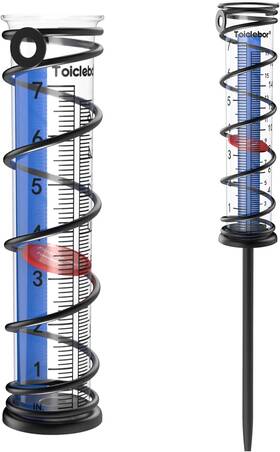 Rm-bs7-002 Toiclebor Rain Gauge Outdoor 7-inch Dual-scale Plastic Tube With Blue Line Stand