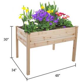 Trademark Innovations 704660928222 Raised Fir Wood Garden Planter - 48 Inch L X 24 W 30 H Brown