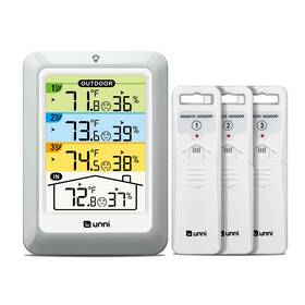 U Unni Un0582htn Wireless Indoor Outdoor Thermometer 3 Sensors 4.5 Inch Display 330ft Range