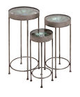 Uma Modern Set Of Iron Plant Stands Varying In Size With A Beautiful Glass Top Featu 758647923878