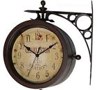 Unbranded Outdoor Clocks Thermometer Double Sided Rustic Metal Yard Garden Decor Steampunk 731742002440