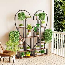 0de20231171 Unho 2pc Vintage Plant Stand Heavy Duty Ladder Flower Holder Garden Patio Lawn