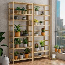 Gdh765475646 Unho Adjustable Storage Shelves 6 Tier Bamboo Shelving Units Rack Organizer Furniture