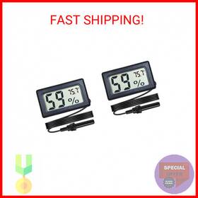 Veanic 733569937578 2-pack Mini Digital Hygrometer Thermometer Gauge With Probe Lcd Display T