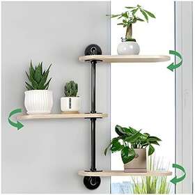 Vebavo 196852690121 Rotating Window Plant Shelves For Optimal Light Exposure 16 Inch Wooden