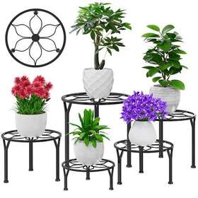 Vecelo 810144973579 5-pack Metal Plant Stands For Indoor Plants Multiple Heavy Duty Flower Pot S