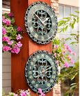 Verdigris Thermometer 2-pc. Elegant Open Copper Metal Scroll Yard Outdoor Clock