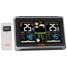 Yt6077 Vevor Wireless Weather Station With 7.5 Inch Color Display Atomic Clock Sensors Alarm