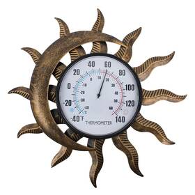 Dy49022303 Vewogift 14 Inch Sun-moon Outdoor Thermometer Metal Wall No Need Battery Dec