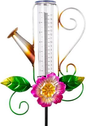Dy49061818 Vewogift Rain Gauge Outdoor Kettle-shape Freeze Proof Pink Flower-kettle