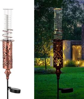 Dy49070850 Vewogift Rain Gauge Outdoor Solar Gauges For Yard Freeze Copper-solar Light