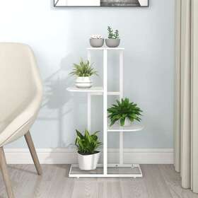 4-floor Vidaxl 336109 Flower Stand 16.9 Inch X8.7 X29.9 White Metal