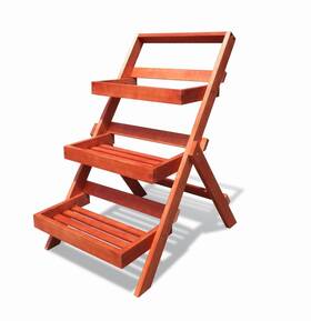 Vifah 935083276153 V1512 Malibu 24 Inch Wide Three-layer Eucalyptus Outdoor Garden/patio Plant Stand