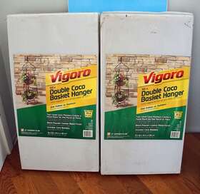 Xgm15456 Vigoro Lot Of 2 50 Inch Double Coco Basket Hanger Indoor / Outdoor Plant Stands