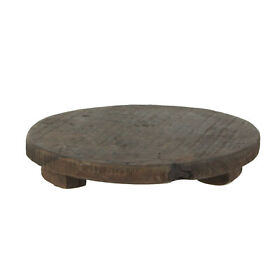 Pdbe01 Vintage Look Wooden Round Footed Plant Stand Pot Riser