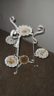 Vintage Metal Wrought -tier Chippy Ornate Stand Plant White Iron
