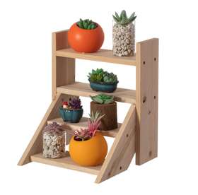 Qi004296 Vintiquewise Flower Pots Plant Stand For Indoor Outdoor Wooden Shelves Planter Furniture