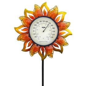 Vioyouns 724901705900 Sun Outdoor Thermometer Decorative42inch Metal With Glass Garden Yellow