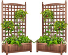 Vivohome Pack Of 2 Wood Planter Raised Beds With Trellis 48 Inch Height Free-st
