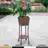 W00298 Jeco Resin Wicker Planter Stand Garden Flower Plant Outdoor Decor Patio Display Herbs
