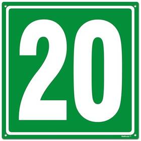 Wallsculpt C240621nogs20 8x8 Inch Parking Lot Number 20 Sign - High-intensity Grade Aluminum 8in G20